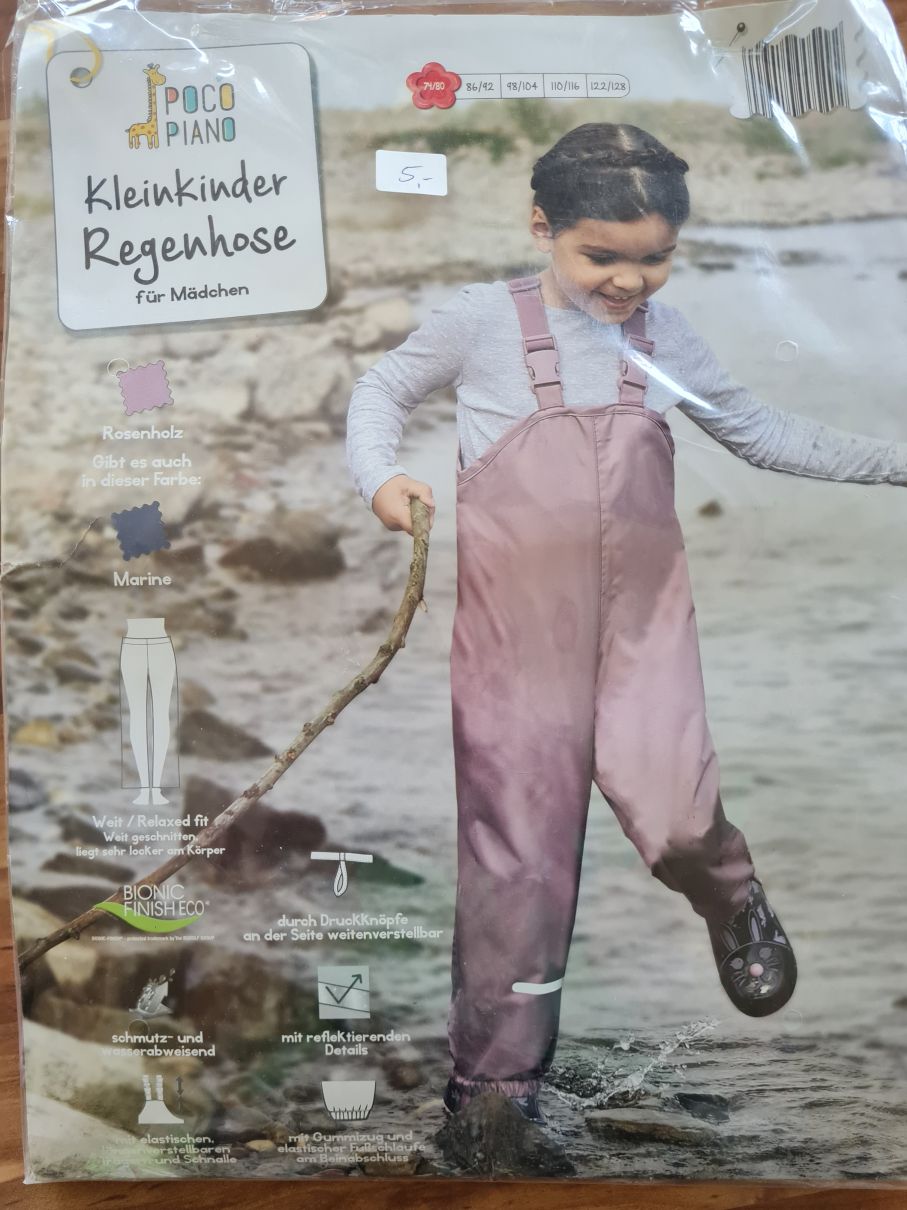 Regenhose Gr. 74/80, rosenholz, Neuware mit Etikett