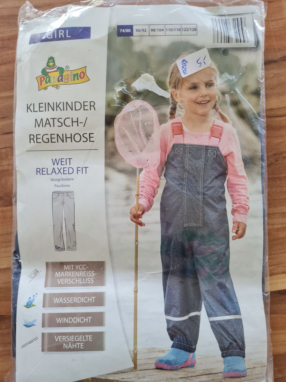 Matsch-/ Regenhose Gr. 74/80, marine-rosa, Neuware mit Etikett