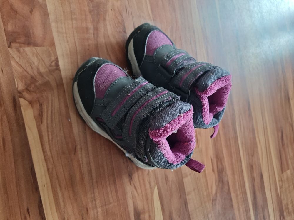 Winterstiefel, grau-dunkelpink, Gr. 23, Secondhand