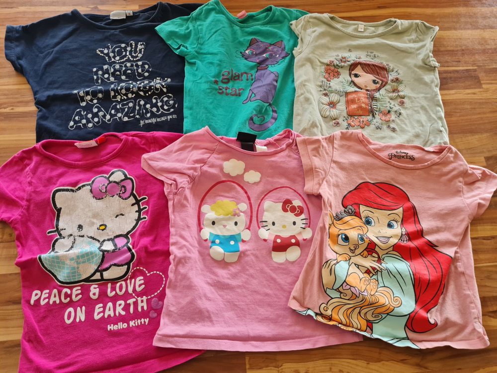 6 T-Shirts für Mädchen Gr. 116, Secondhand