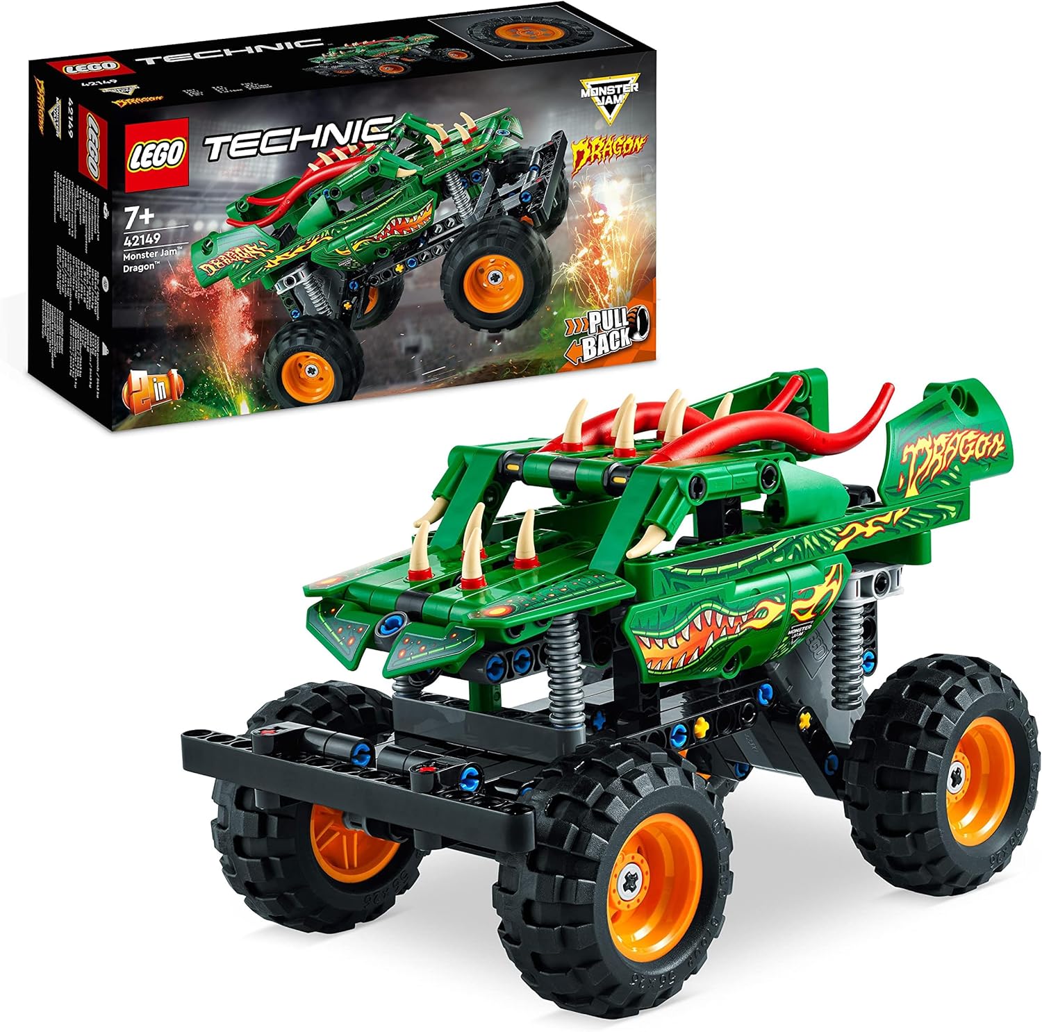 LEGO Technic 42149 Monster Jam Dragon, 2in1-Rennwagen für Offroad-Stunts, Neuware