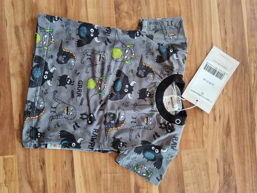 Babauba T-Shirt "Cool Monsters", Gr. 62, Neuware mit Etikett