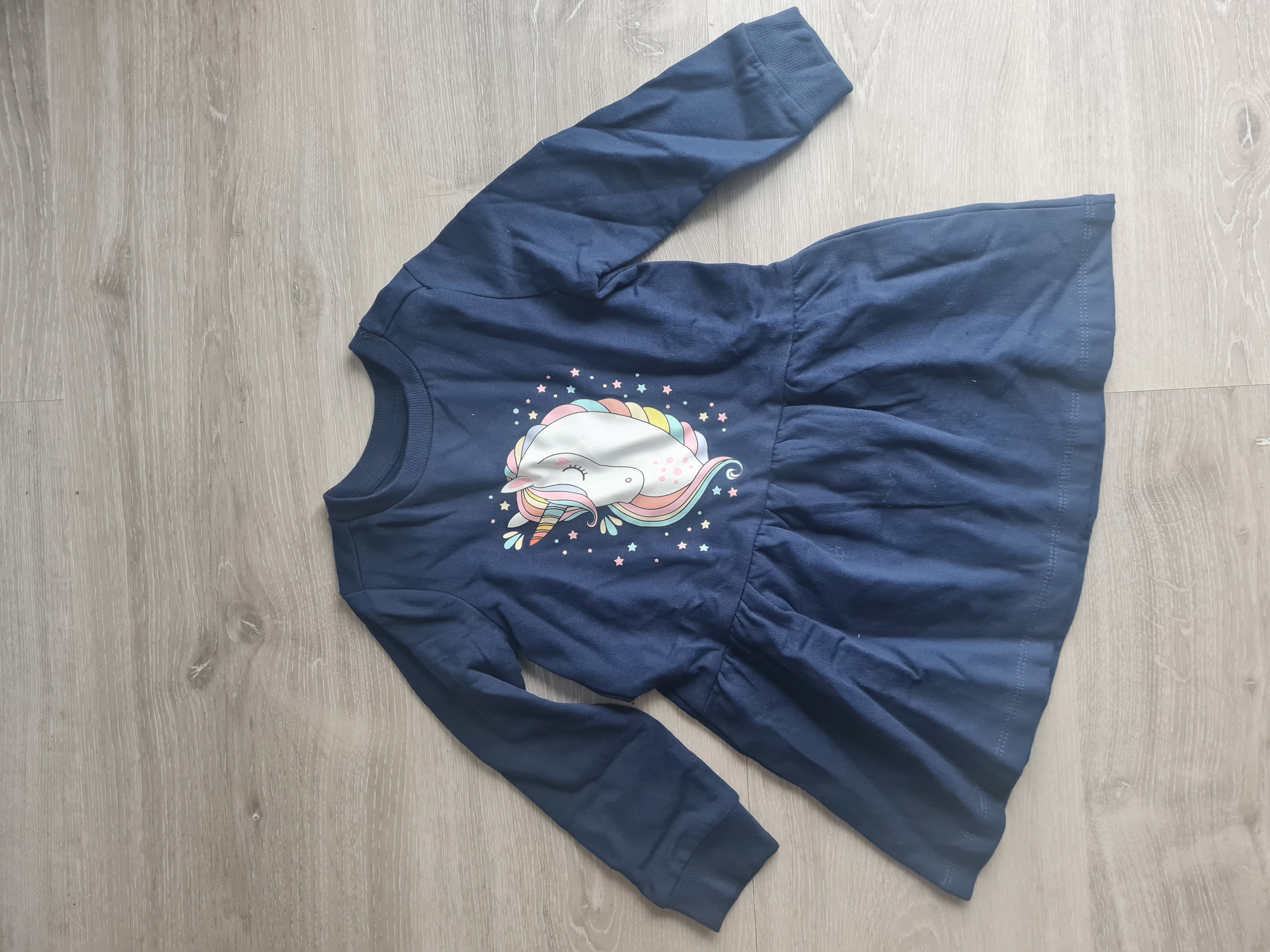 Langarmkleid "Einhorn", Gr. 92, Neuware