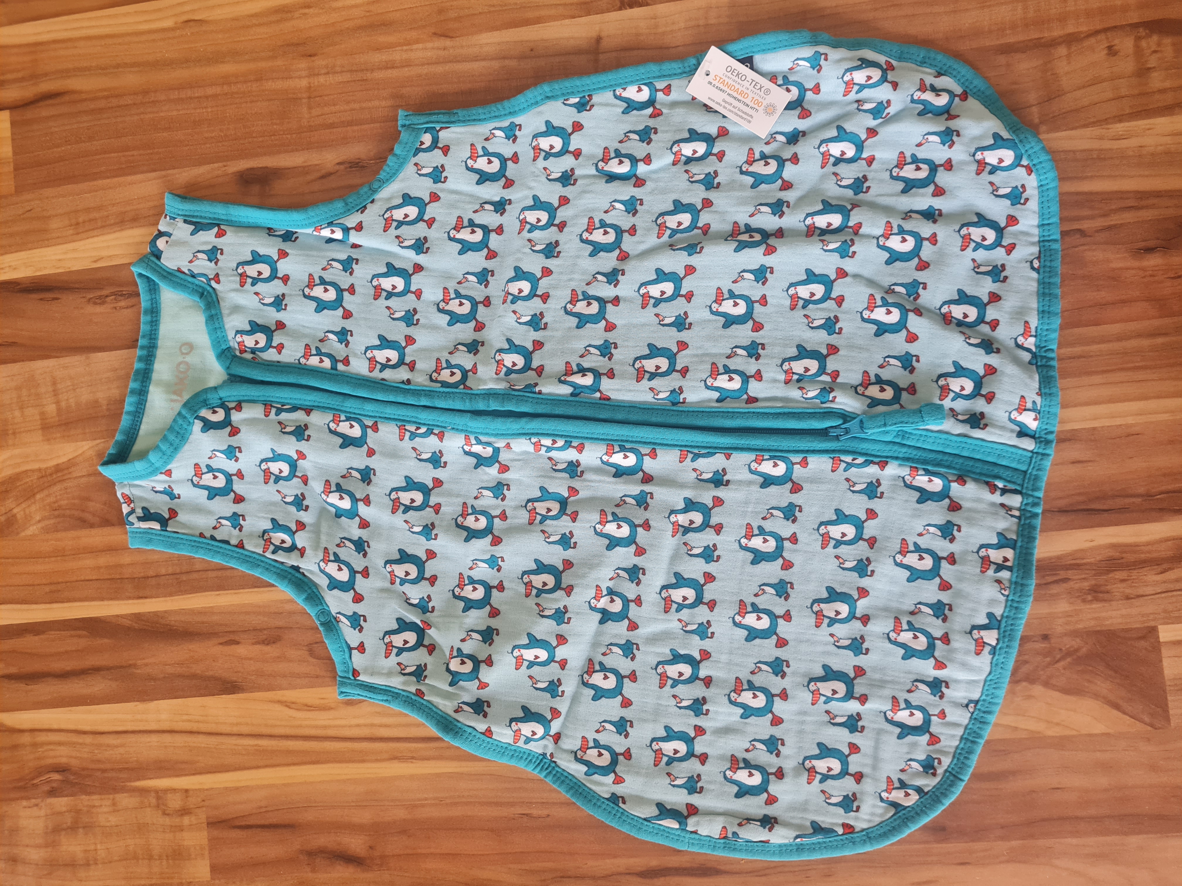 Jako-o Schlafsack Musselin "Pinguin", 50cm, helltürkis, Neuware mit Etikett