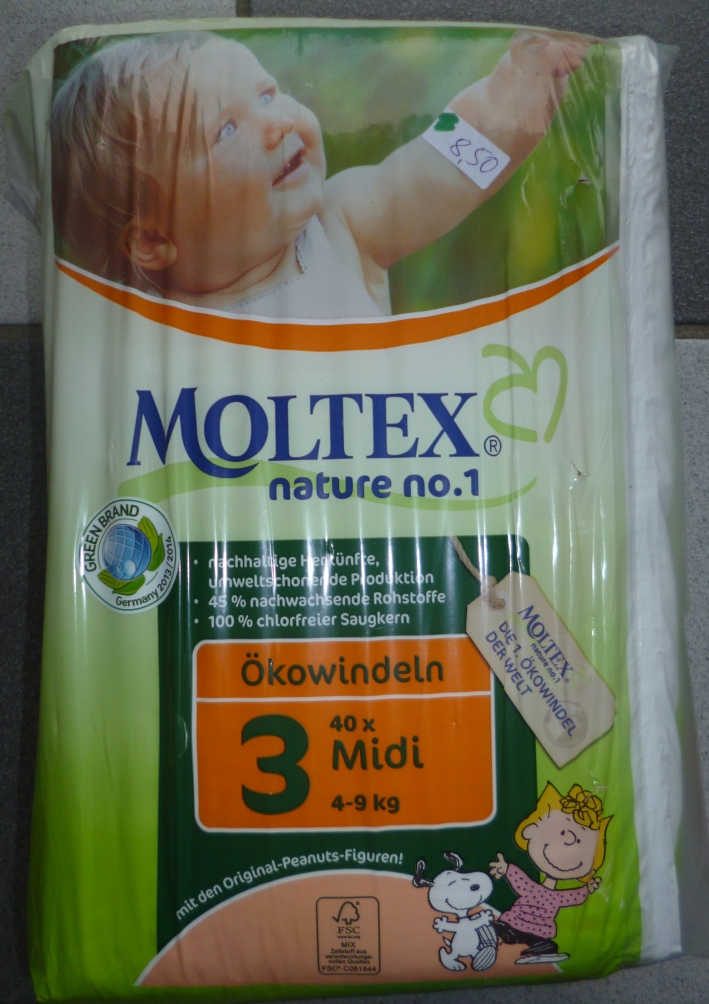 Moltex Ökowindeln Gr. 3 (4-9 kg), 40 Stück, Neuware