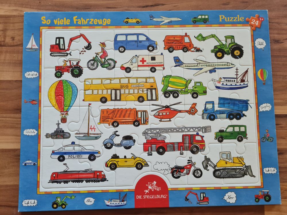 Rahmenpuzzle "So viele Fahrzeuge", 24 Teile, Secondhand