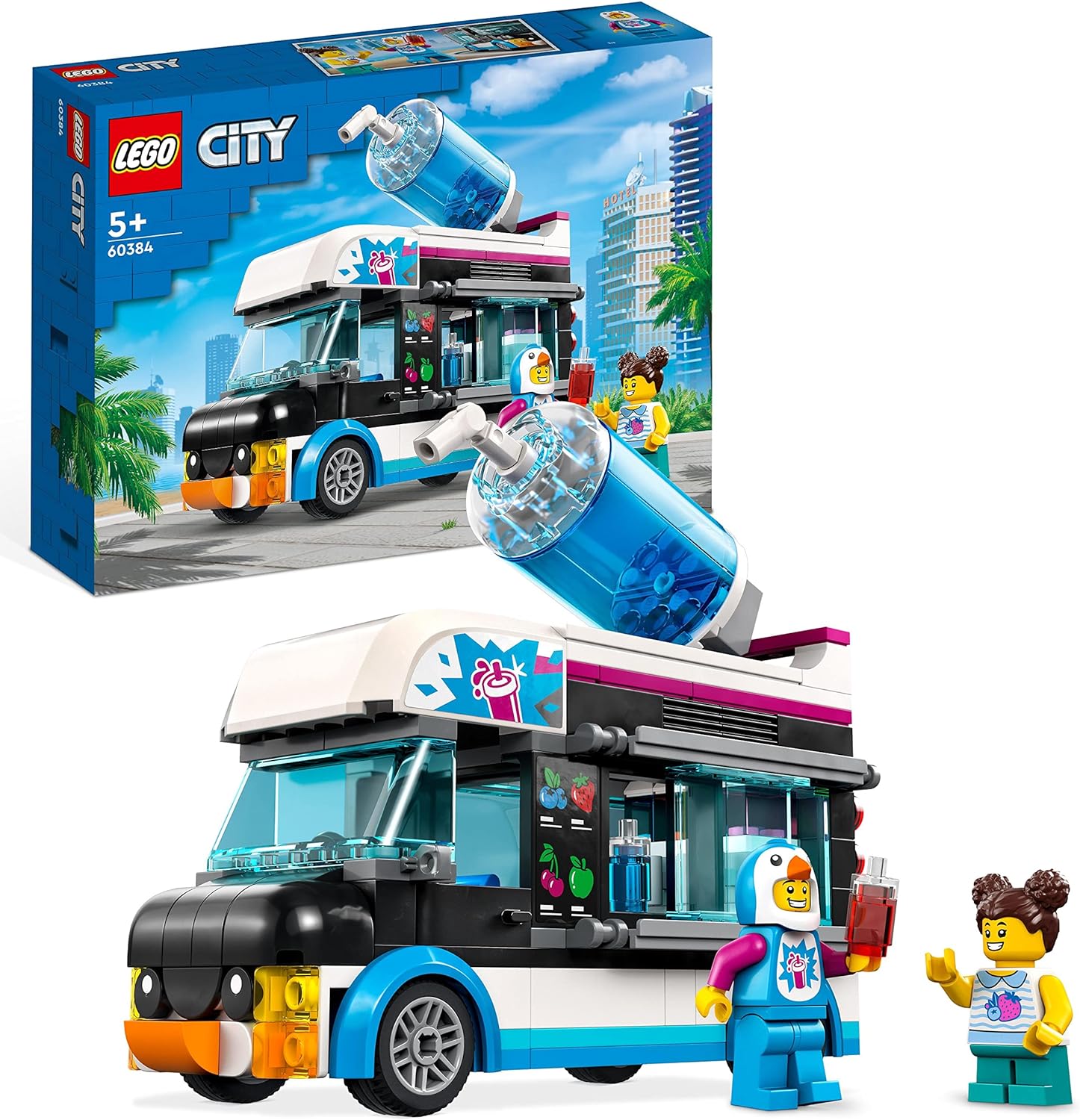 LEGO City 60384 Slush-Eiswagen, Sommer-Set mit Fahrzeug-Spielzeug und Kinder-Figuren, Neuware