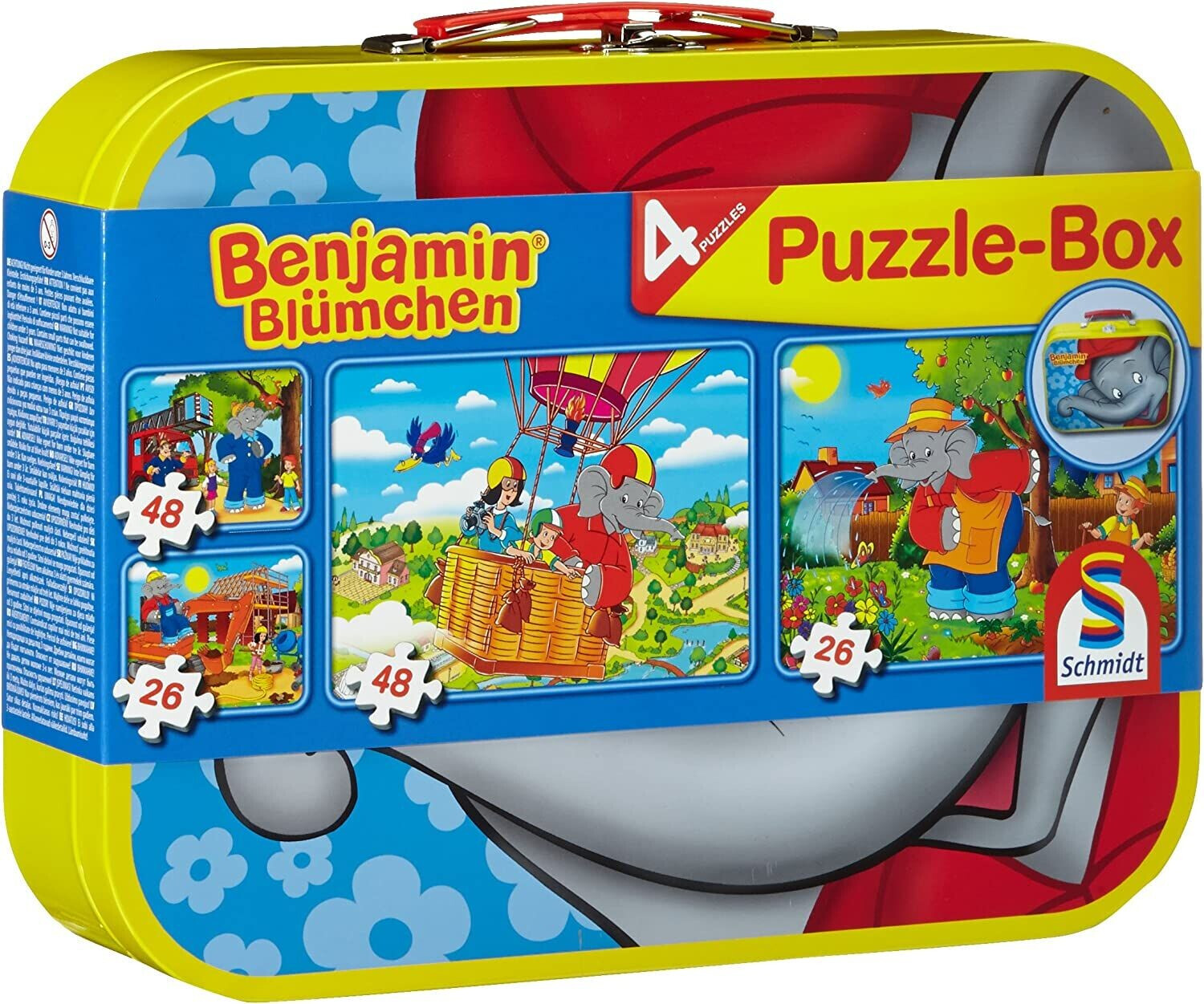 Puzzle-Box 55594 "Benjamin Blümchen" im Metallkoffer, 2x26 + 2x48 Teile, Neuware