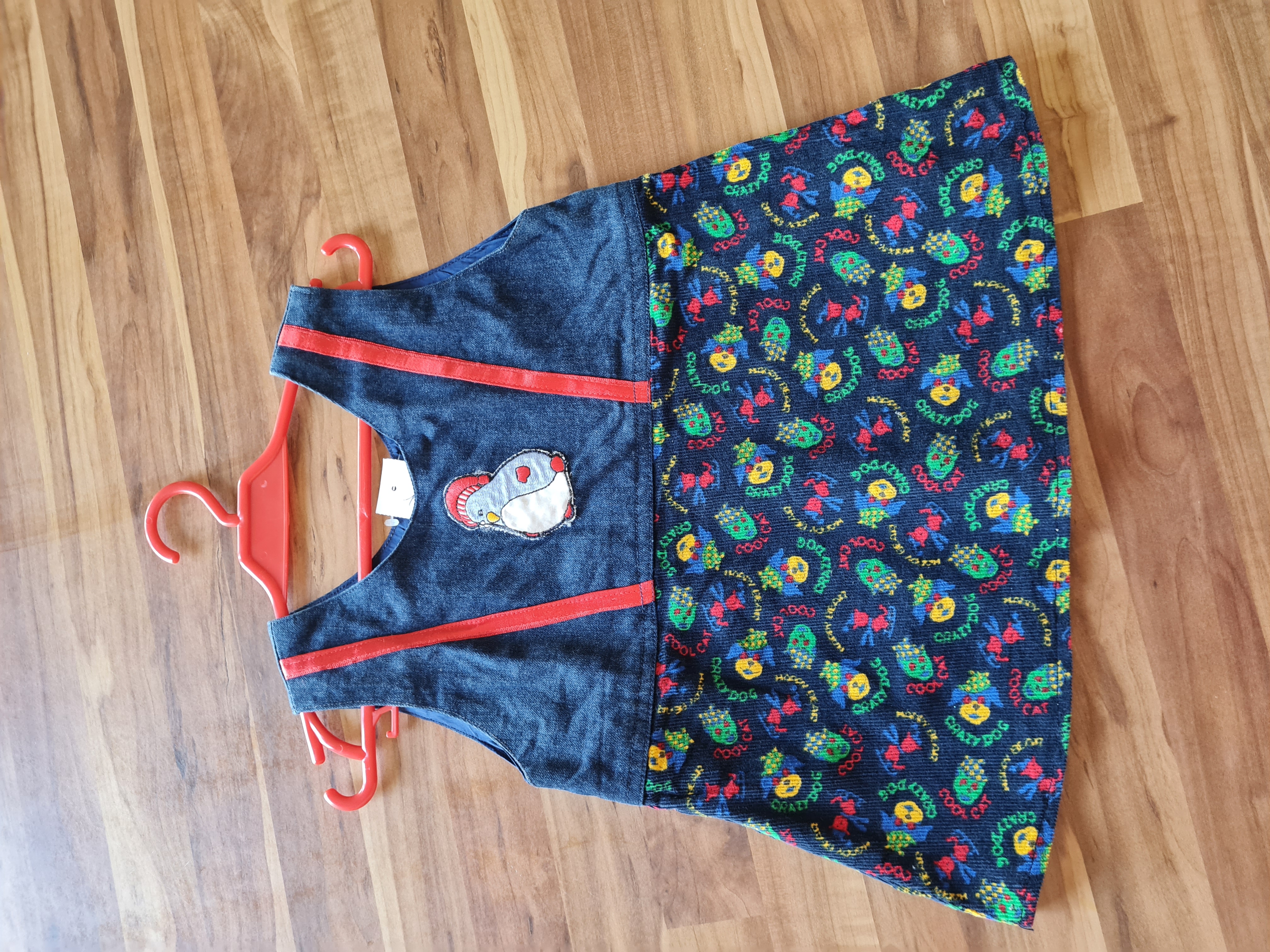 Selbstgenähtes Kleid "Pinguin", Gr. 68/74, Secondhand