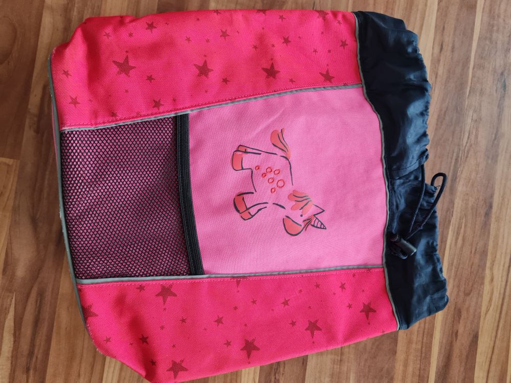Rucksacktasche mit Pferdemotiv, pink, Secondhand