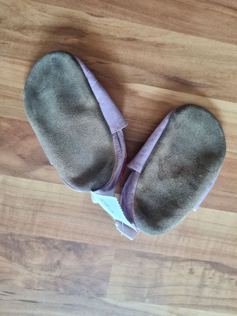 Lederpuschen "Vogel", rosa, Gr. 18/19, Secondhand