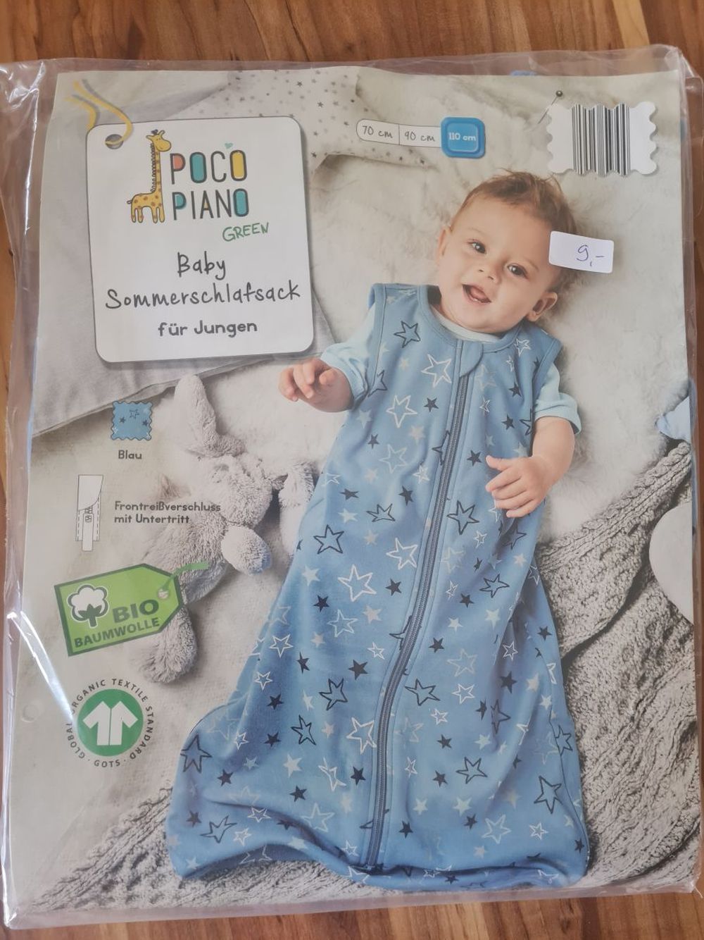 Sommer-Schlafsack "Blau mit Sternen", 110cm, Neuware mit Etikett