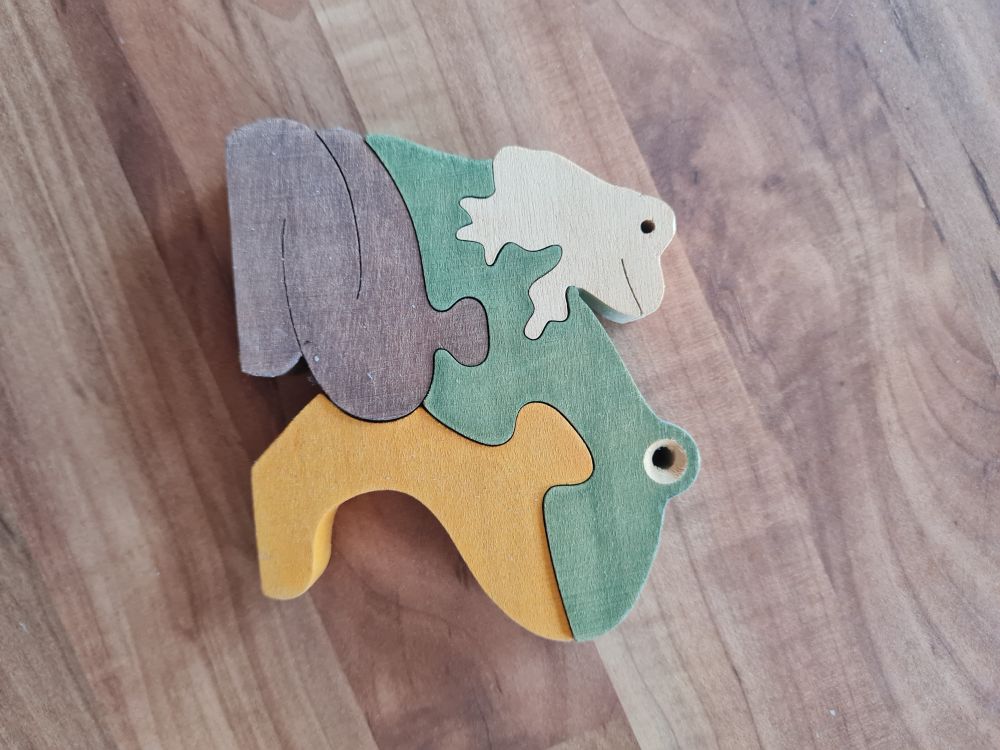 Holz-Puzzle "Frösche", 4 Teile, Secondhand