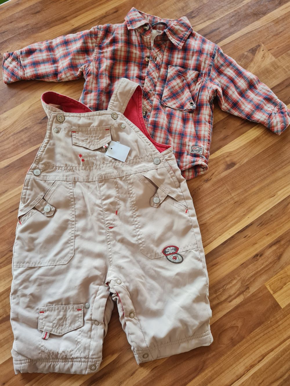 Babyclub Gefüttertes Set (Hemd und Latzhose), Gr. 68, Secondhand
