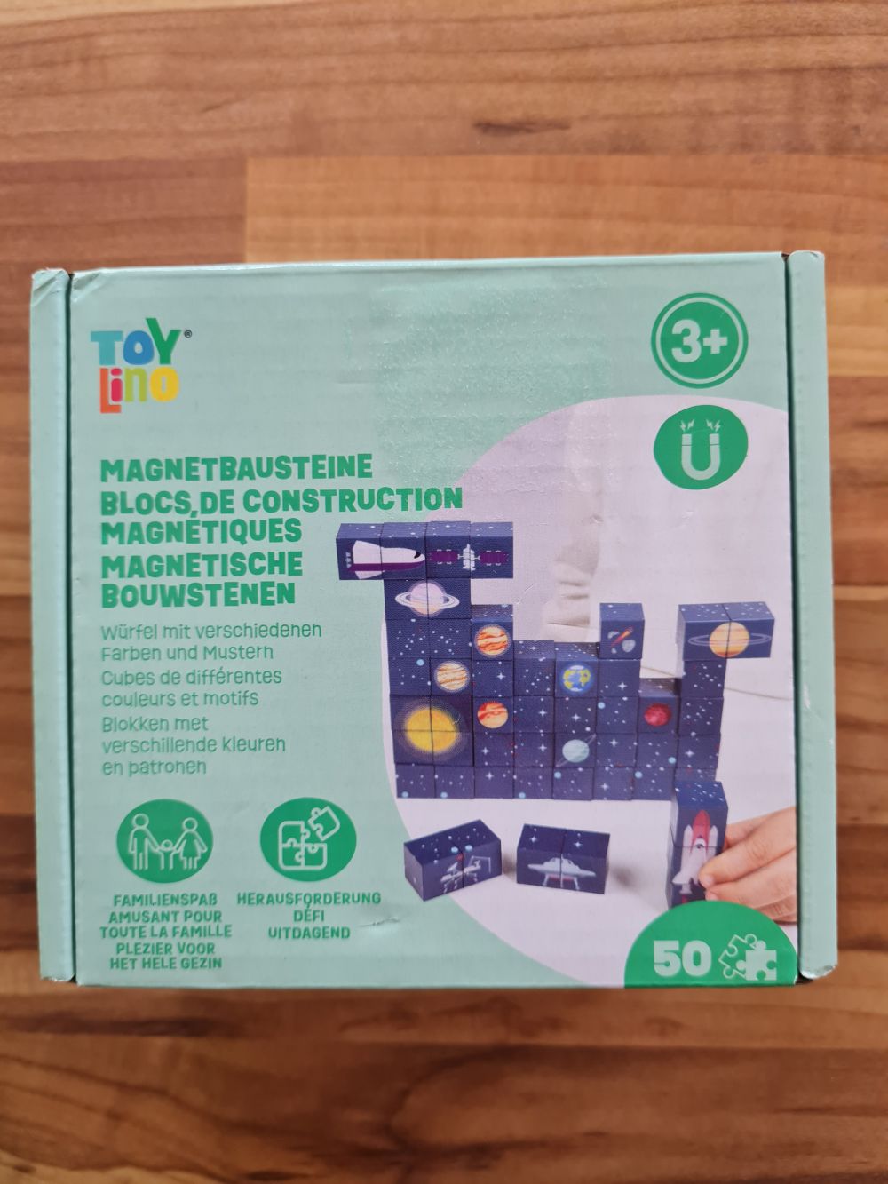 Magnetbausteine, Würfel mit verschiedenen Farben und Mustern, Weltraum, 50 Stück, Neuware