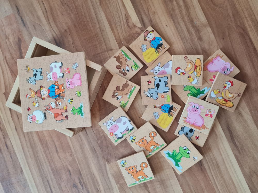 Bauernhof Memory aus Holz, Secondhand