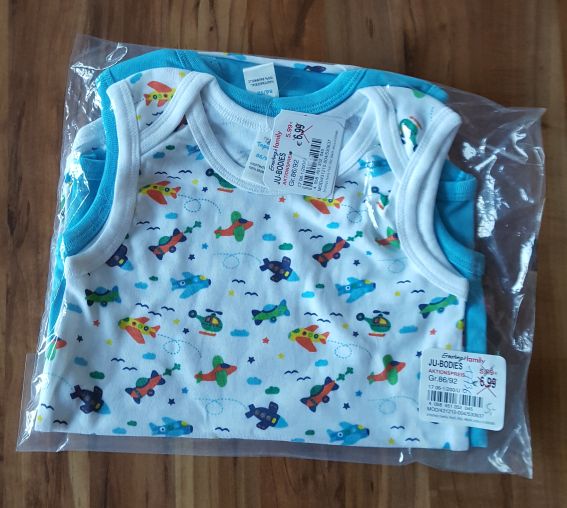 2 Kurzarm-Bodies für Jungen, Gr. 86/92, Neuware