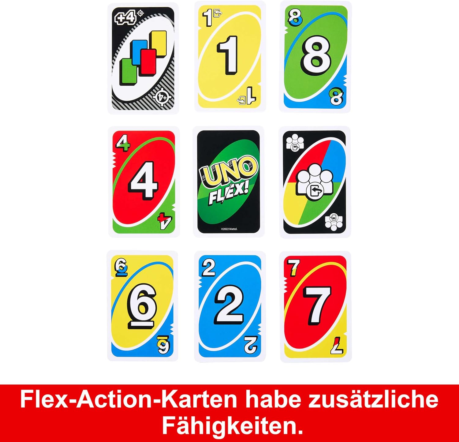 Mattel Games UNO Flex, UNO Kartenspiel für die Familie, mehr Abwechslung durch Powerkarten, Neuware
