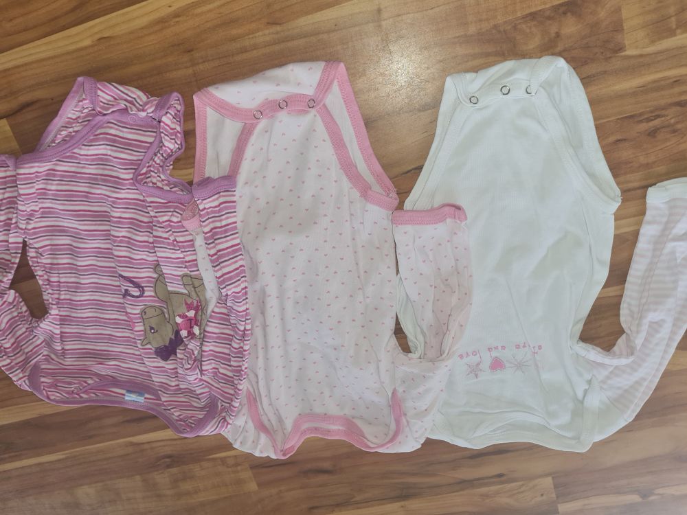 3 Langarmbodies für Mädchen, Gr. 74/80, Secondhand