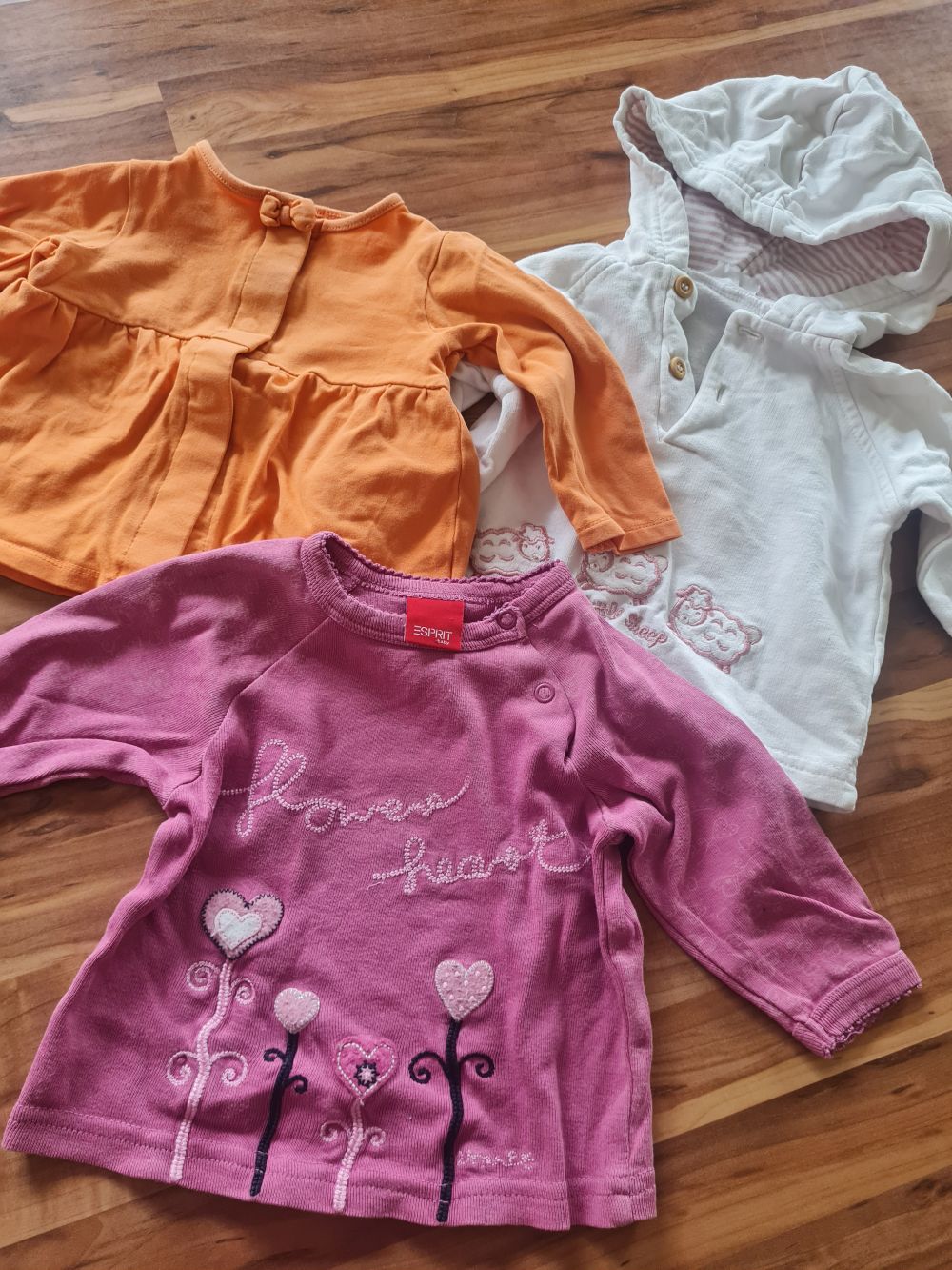 3 Langarmshirts für Mädchen, Gr. 68, Secondhand