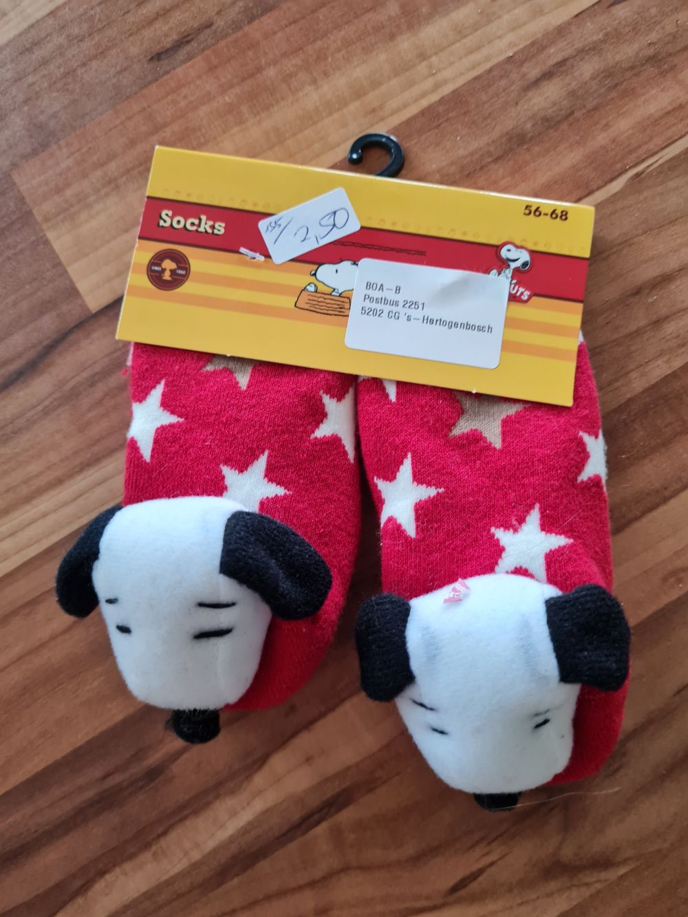 Rasselsocken "Snoopy", rot, Gr. 56-68, Neuware mit Etikett