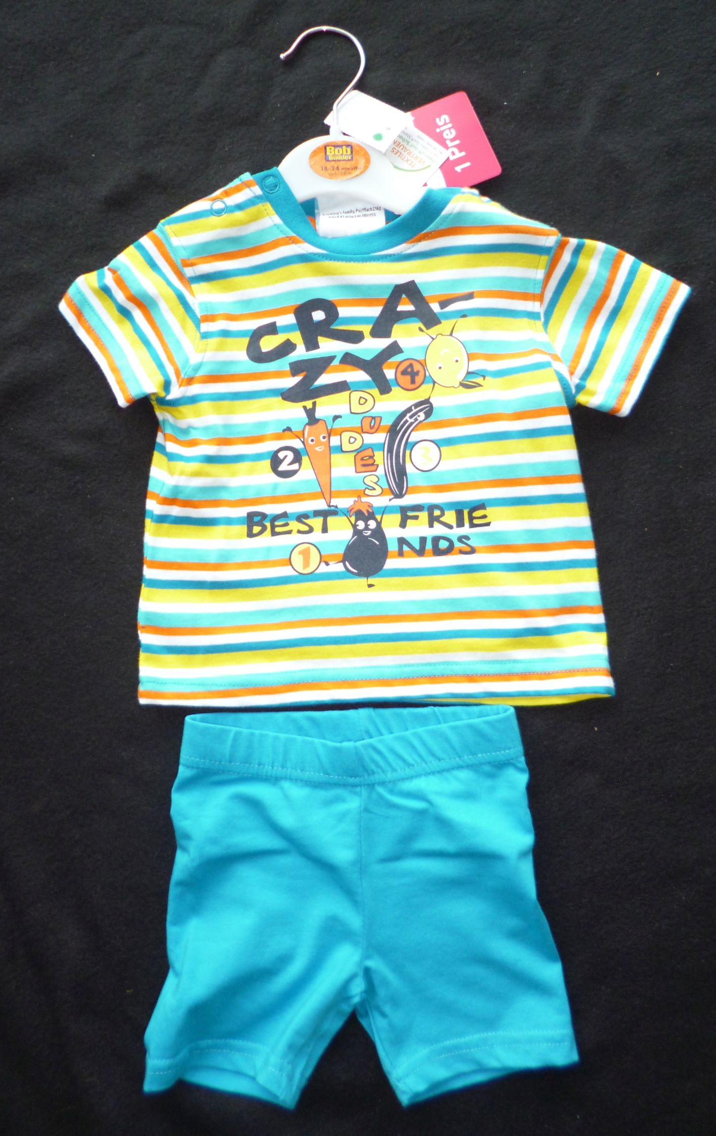 2tlg. Set aus T-Shirt und Hose "Crazy Best Friends", Gr. 62, Neuware mit Etikett