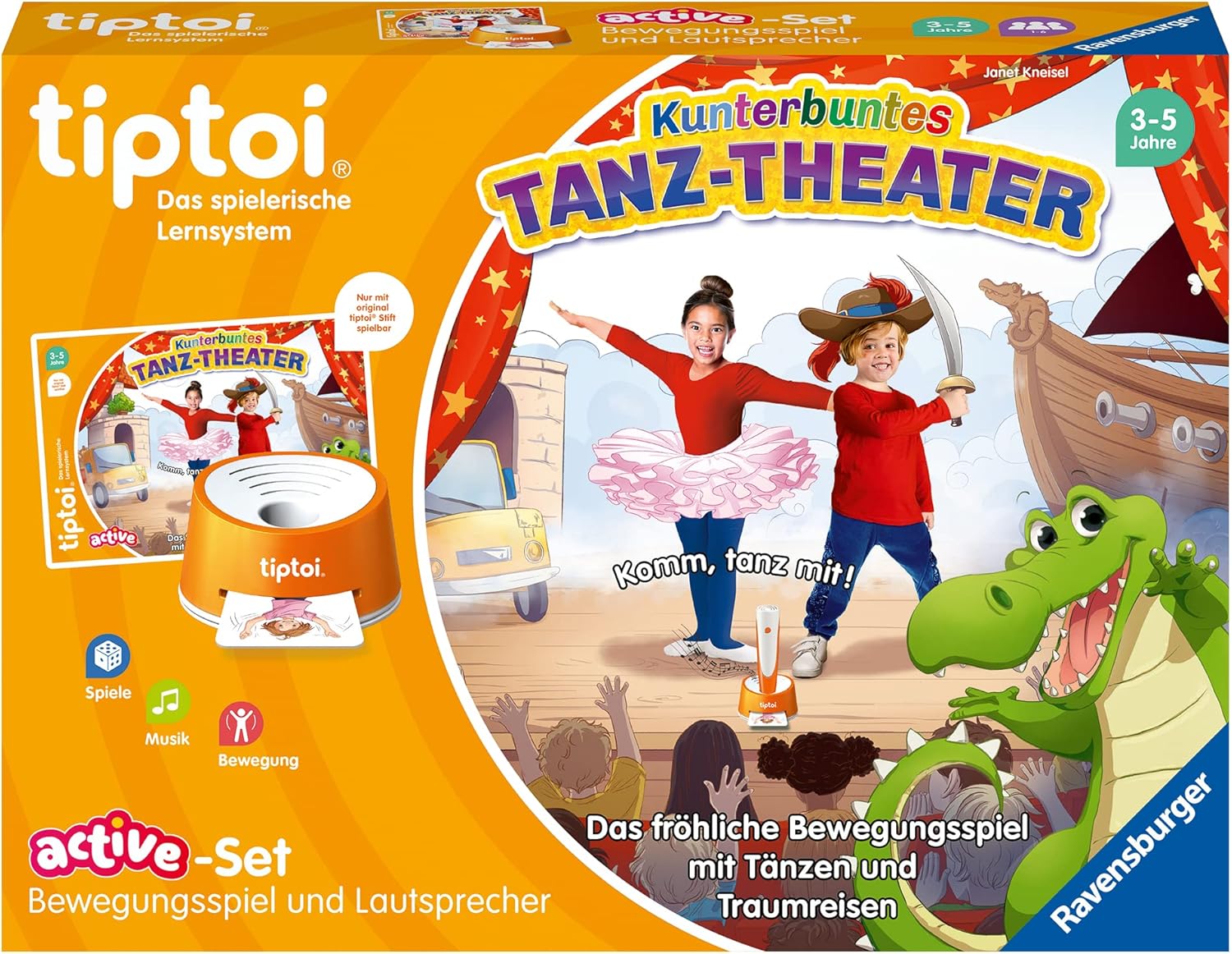 tiptoi® Spiel 00122 Active Set Kunterbuntes Tanz-Theater, Bewegungsspiel ab 3 Jahren, Neuware