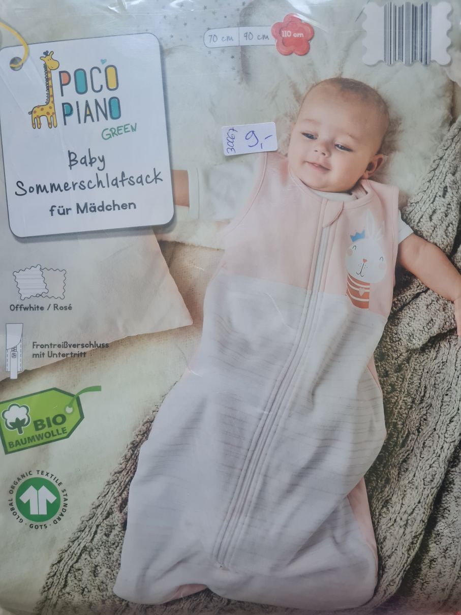 Sommer-Schlafsack "Offwhite / Rosé Streifen", 110cm, Neuware mit Etikett