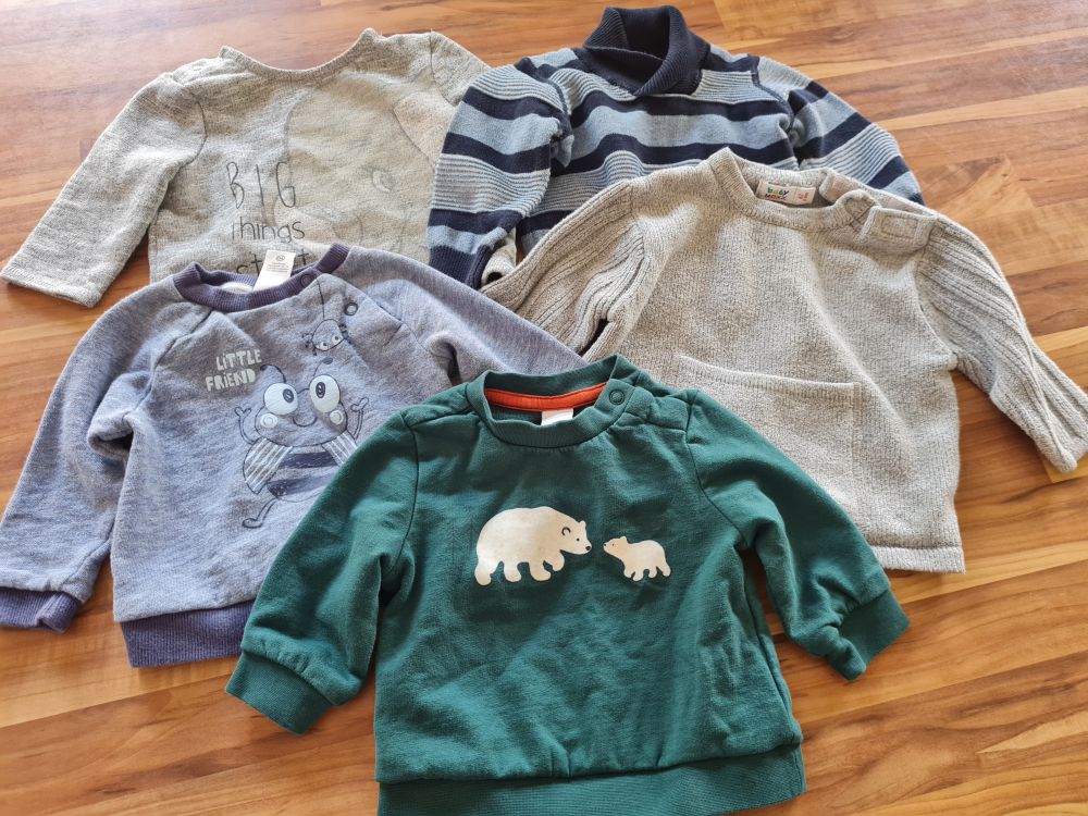 5 wärmere Langarmshirts, Gr. 62, Secondhand