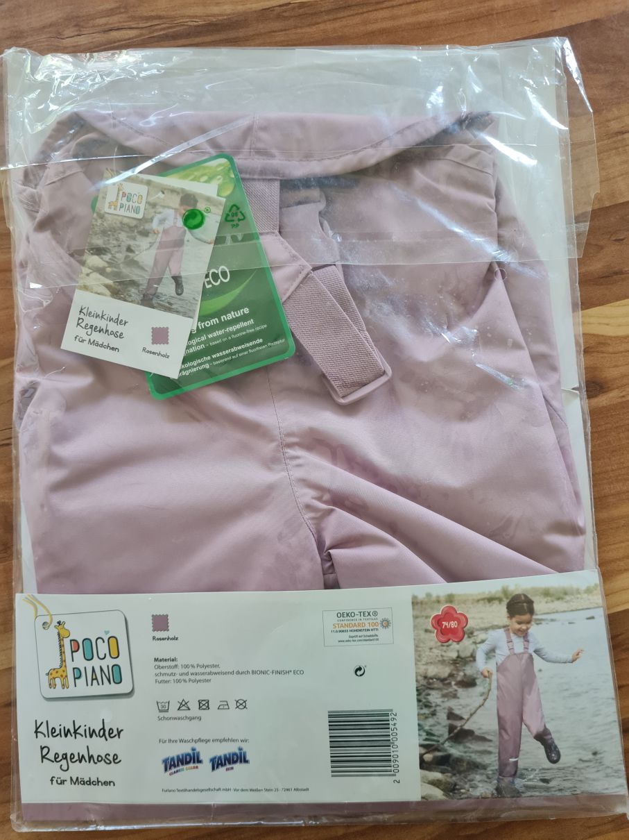 Regenhose Gr. 74/80, rosenholz, Neuware mit Etikett