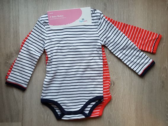 2 Langarm-Bodies Gr.74/80, Neuware