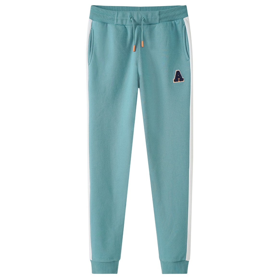Jungen Jogginghose mit Stickerei, dunkeltürkis / weiß, Gr. 134, Neuware mit Etikett