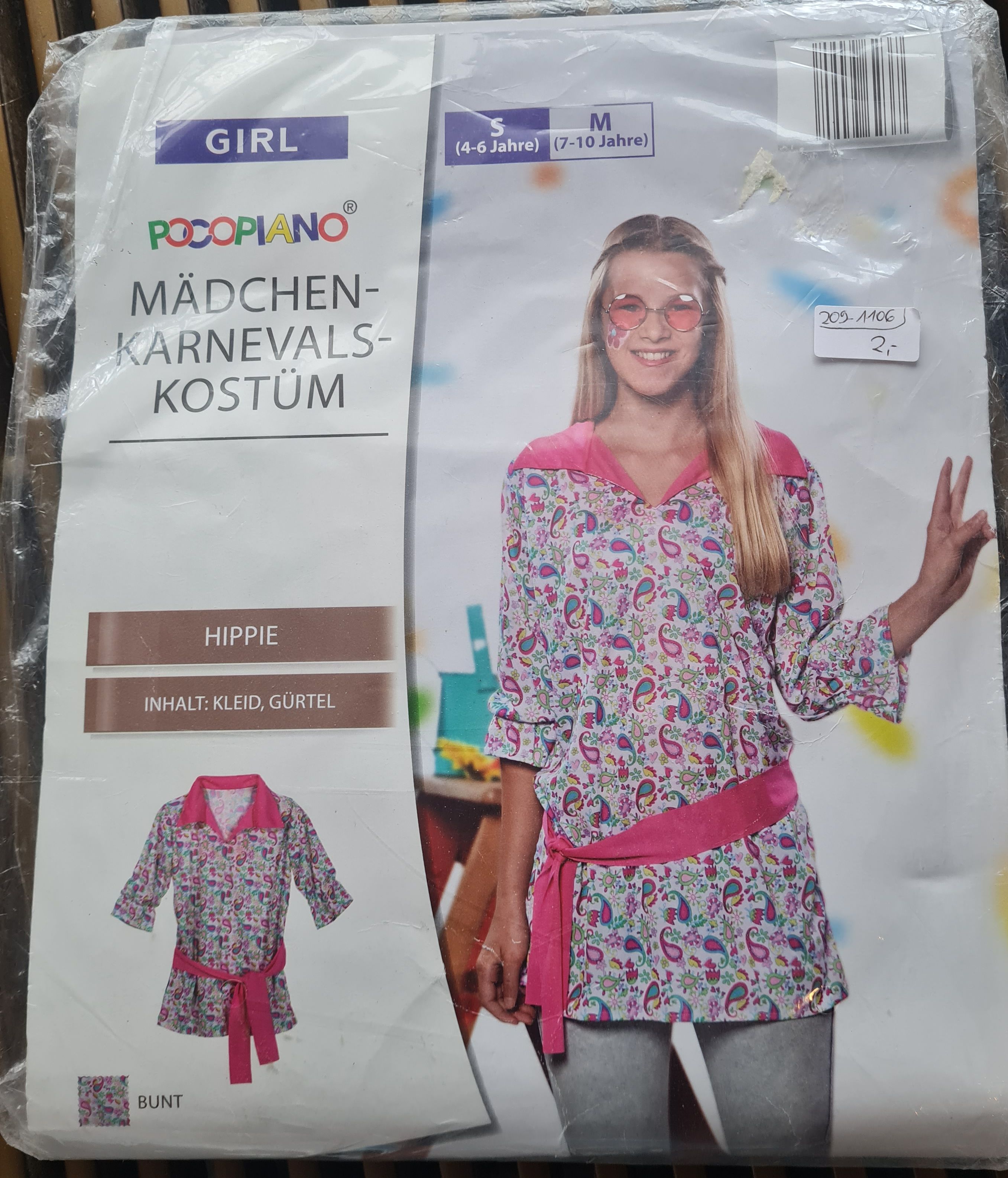 Karneval Kostüm Hippie, 4-6 Jahre, Neuware