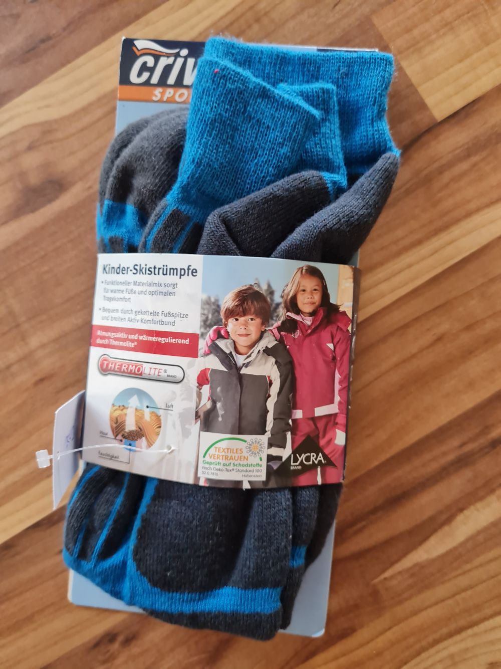 1 Paar Kinder-Skistrümpfe, blau, Gr. 31-34, Neuware