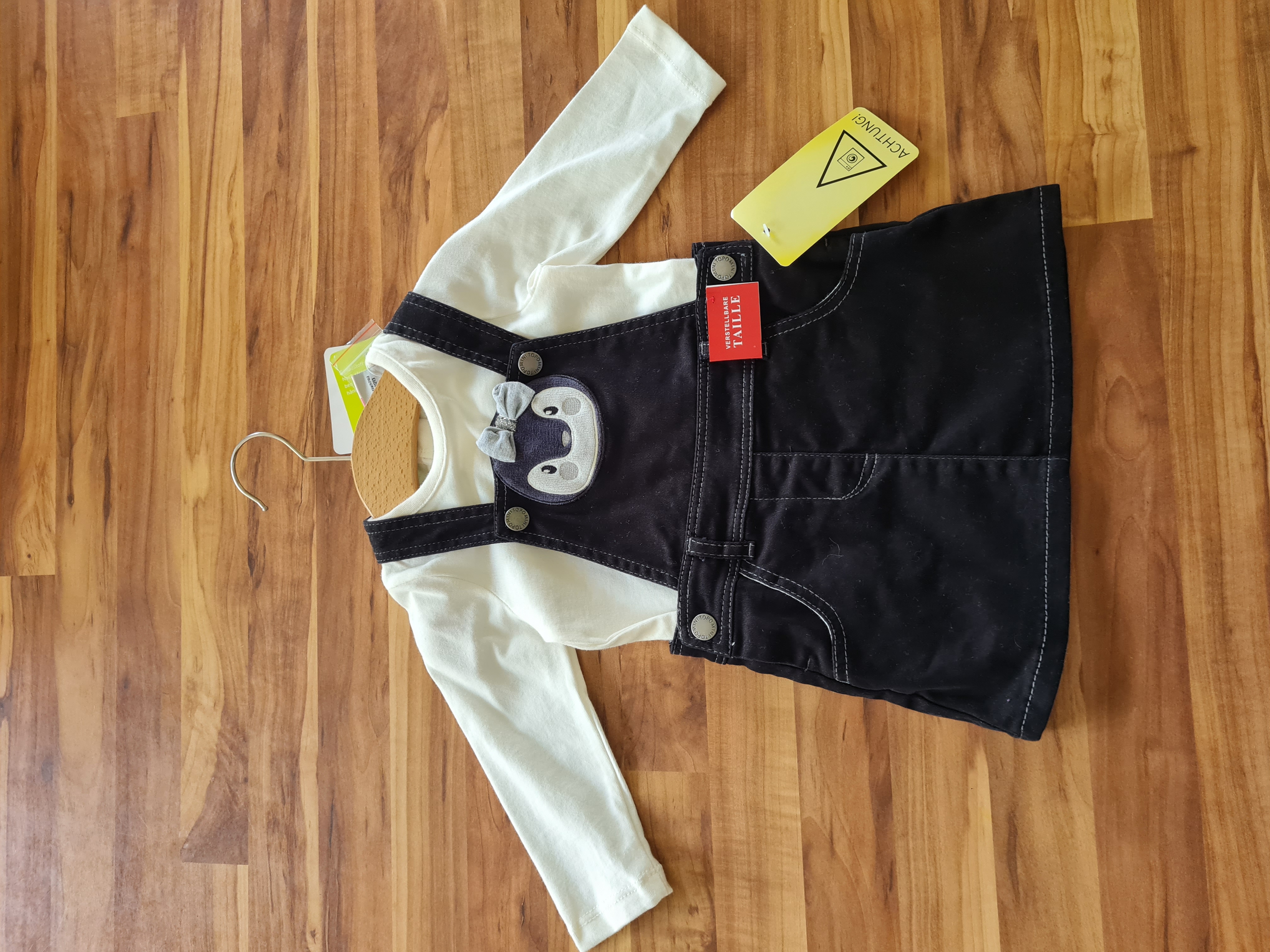 2tlg Set Langarmshirt mit Latzrock für Mädchen, Gr. 68, Neuware mit Etikett