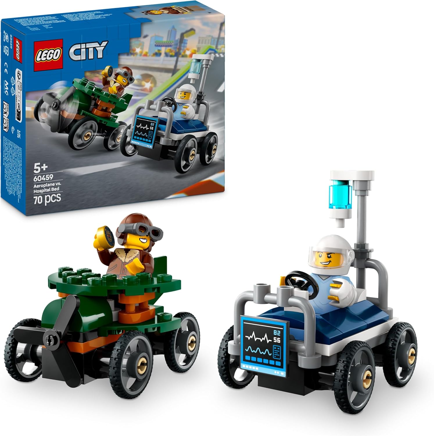 LEGO City 60459 Flugzeug vs. Krankenhausbett Rennwagen Set, Neuware
